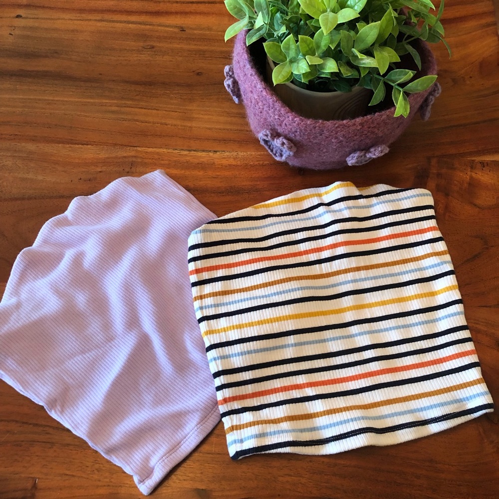 Garage Set of 2 Tube Tops. Lavender purple and multi striped. Size small.